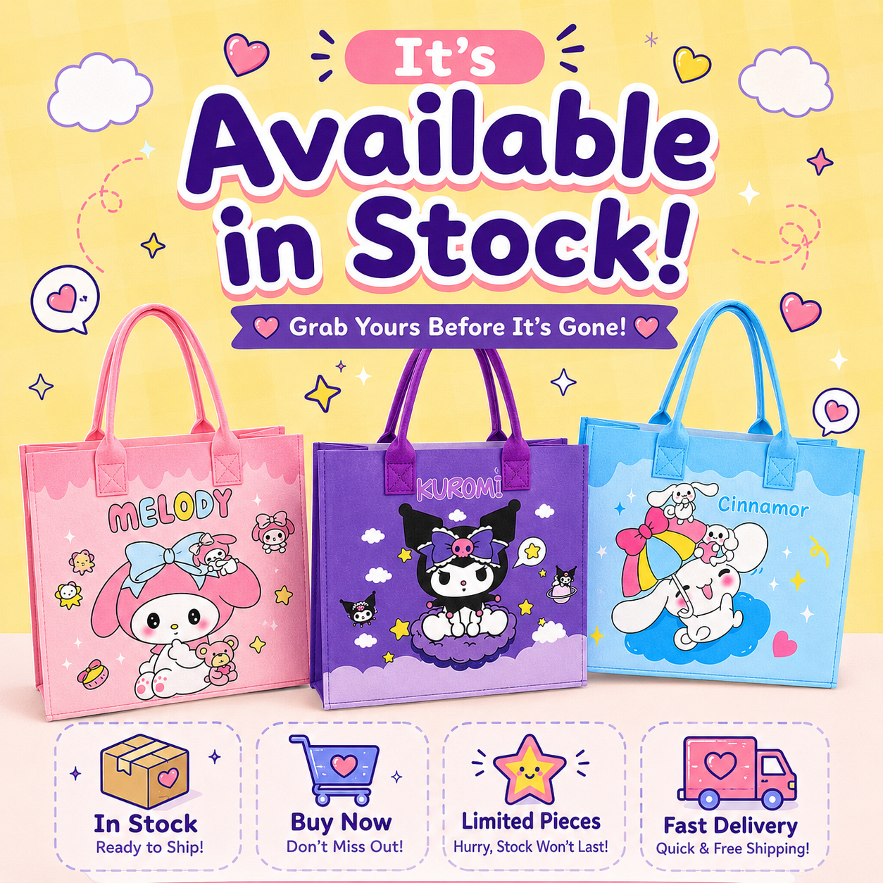 Kawaii Character Tote Bag